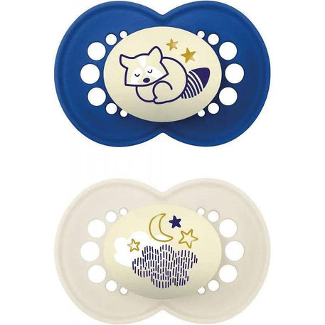 Lot de 2 Sucettes MAM Original Nuit 6M+ - Bleu & Blanc - MAM - Sucettes pour bébé Maroc -www.babyboss.ma