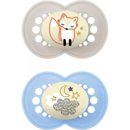 Lot de 2 Sucettes MAM Original Nuit 6M+ - Gris & Bleu Ciel - MAM - Sucettes pour bébé Maroc -www.babyboss.ma