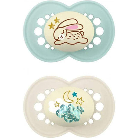 Lot de 2 Sucettes MAM Original Nuit 6M+ - Vert Haut & Blanc - MAM - Sucettes pour bébé Maroc -www.babyboss.ma