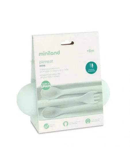 Miniland Couverts en silicone - Mint - Miniland - pour bébé Maroc -www.babyboss.ma