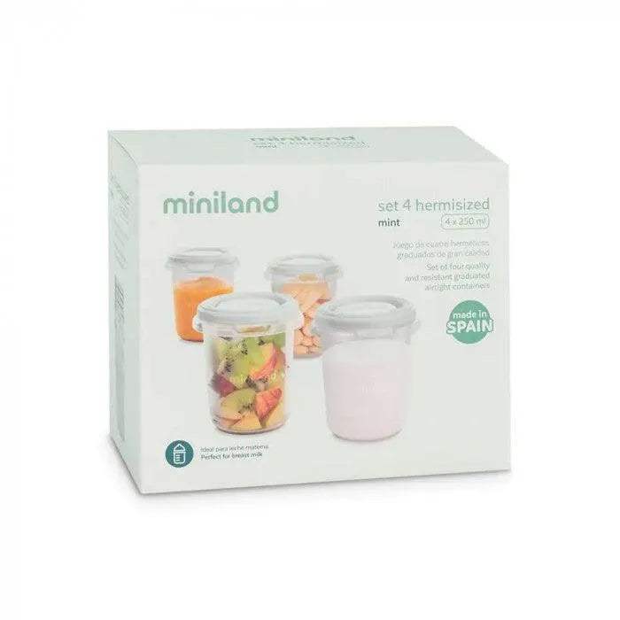 Miniland Set 4 pots de conservation Mint - Miniland - pour bébé Maroc -www.babyboss.ma