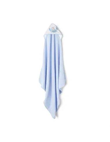 Nterbaby serviette 100cm×100cm avec bavoir bleu - Interbaby - Serviette pour bébé Maroc -www.babyboss.ma