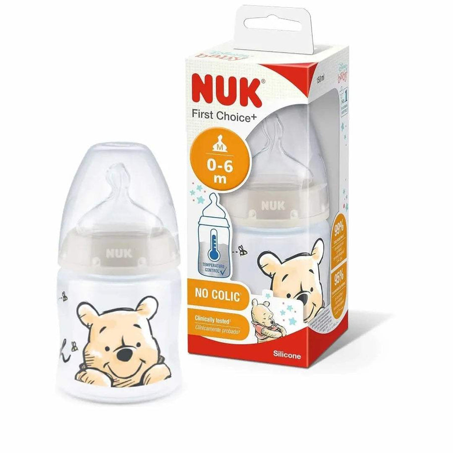 NUK Biberon First Choice+ 0-6m 150ml - Winnie l'ourson Biege - NUK - pour bébé Maroc -www.babyboss.ma