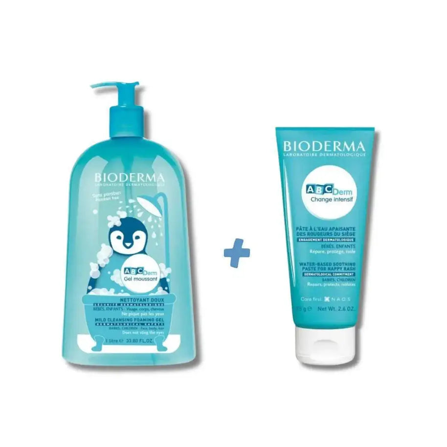 PACK ABCDerm Gel Moussant Nettoyant Doux 1L + Change Intensif - 75g - Bioderma ABCDerm - Hygiène et Soin pour bébé Maroc -www.babyboss.ma