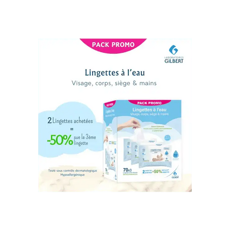 PACk GILBERT X3 LINGETTE A L'EAU - Gilbert - pour bébé Maroc -www.babyboss.ma