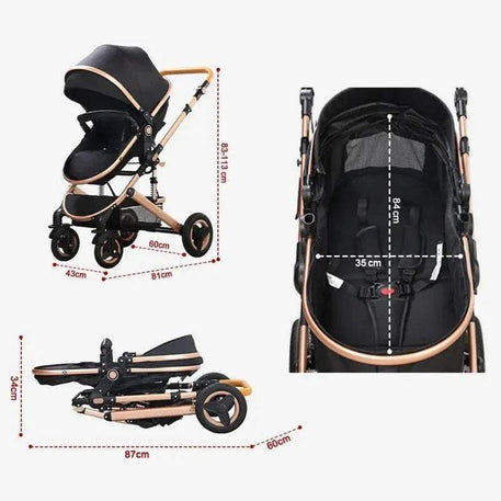 Pack poussette de Luxe 3 en 1 Noir – Belecoo - BELECOO - Poussettes pour bébés pour bébé Maroc -www.babyboss.ma