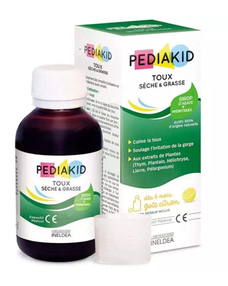 PEDIAKID Toux Sèche & Grasse goût citron 125ml - PEDIAKID - Vitamines pour bébé Maroc -www.babyboss.ma
