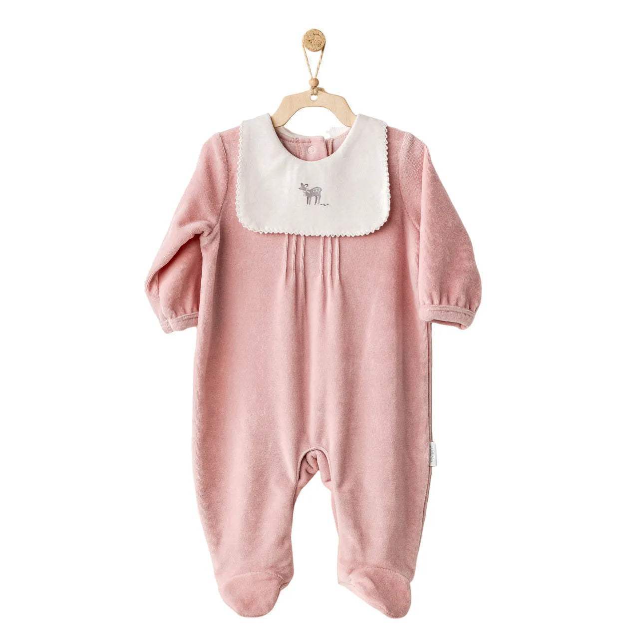 Pink Deer Bib Velvet Babygrow Andy Wawa - Andywawa - pour bébé Maroc -www.babyboss.ma