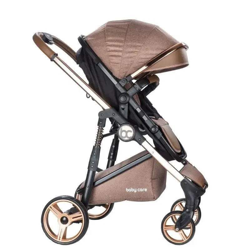 Poussette duo BABY CARE – marron gold - BABY CARE - Poussettes pour bébé Maroc -www.babyboss.ma