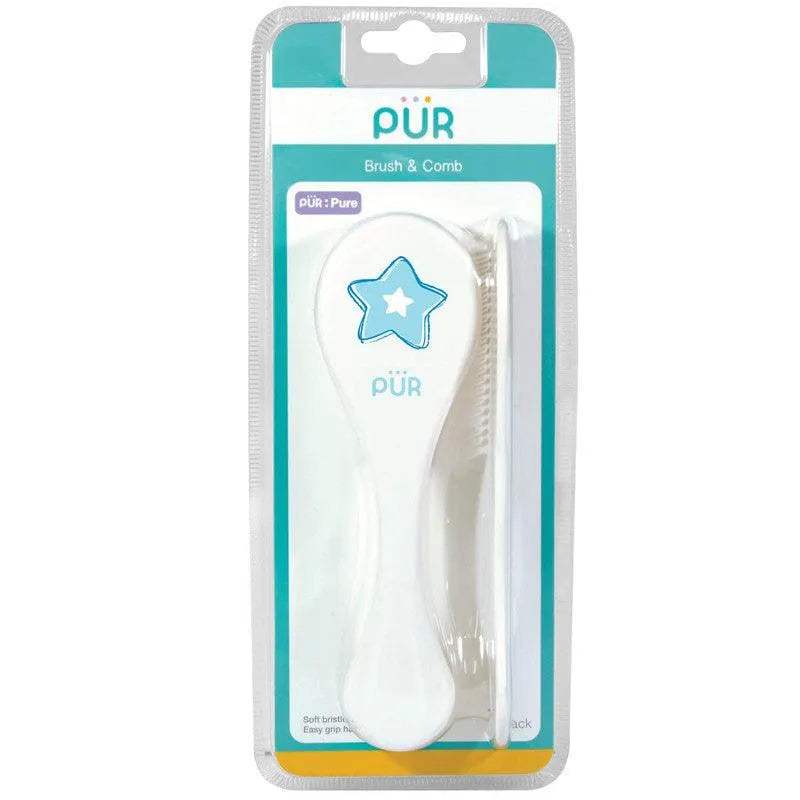 PUR BROSSE ET PEIGNE bleu - Pür - Accessoires de bain pour bébé Maroc -www.babyboss.ma