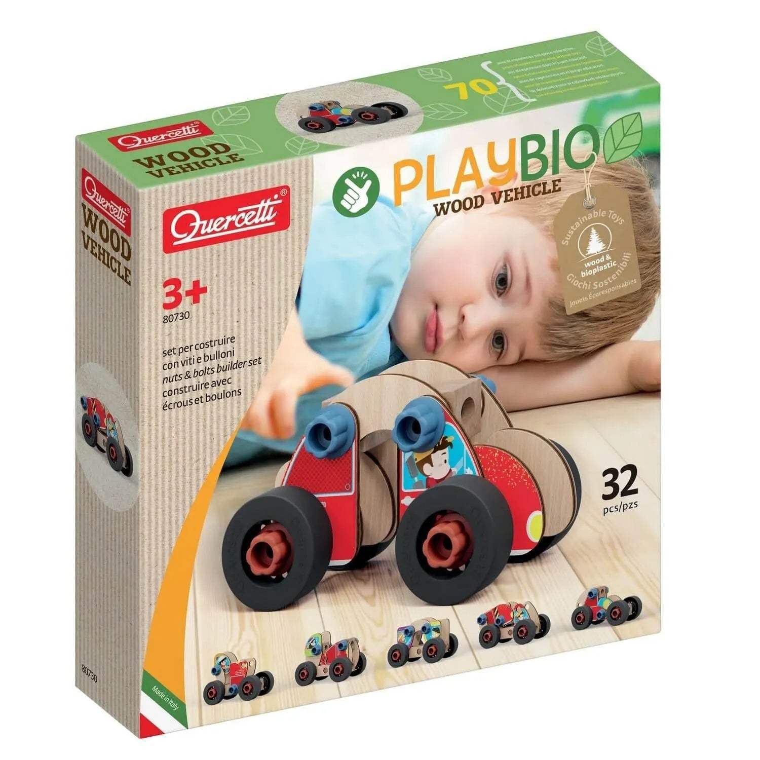 Quercetti Véhicule En Bois Playbio 32 Pièces - Quercetti - pour bébé Maroc -www.babyboss.ma
