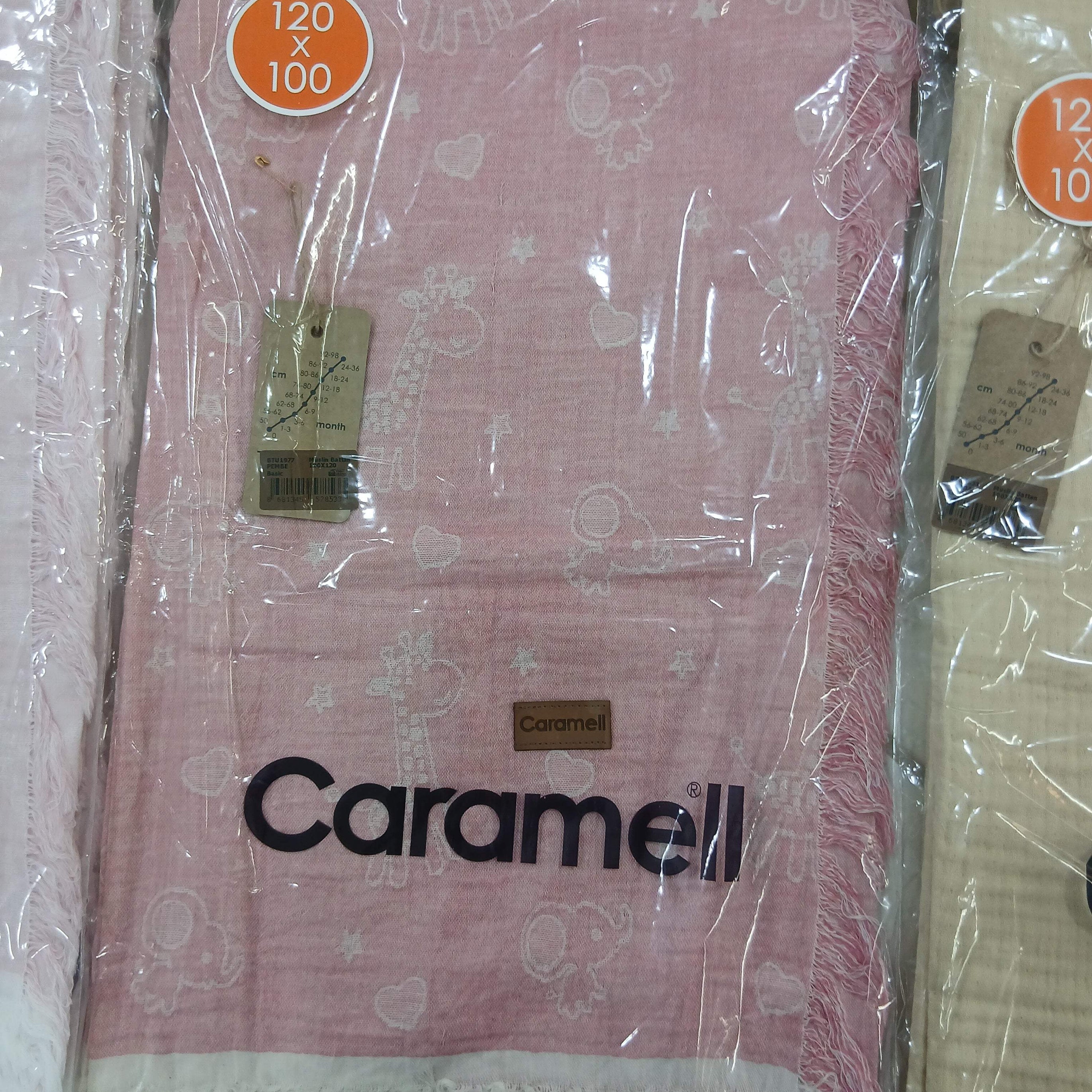 Couverture en mousseline, couleur rose, 100x120 cm - Caramell - Couverture pour bébé Maroc -www.babyboss.ma