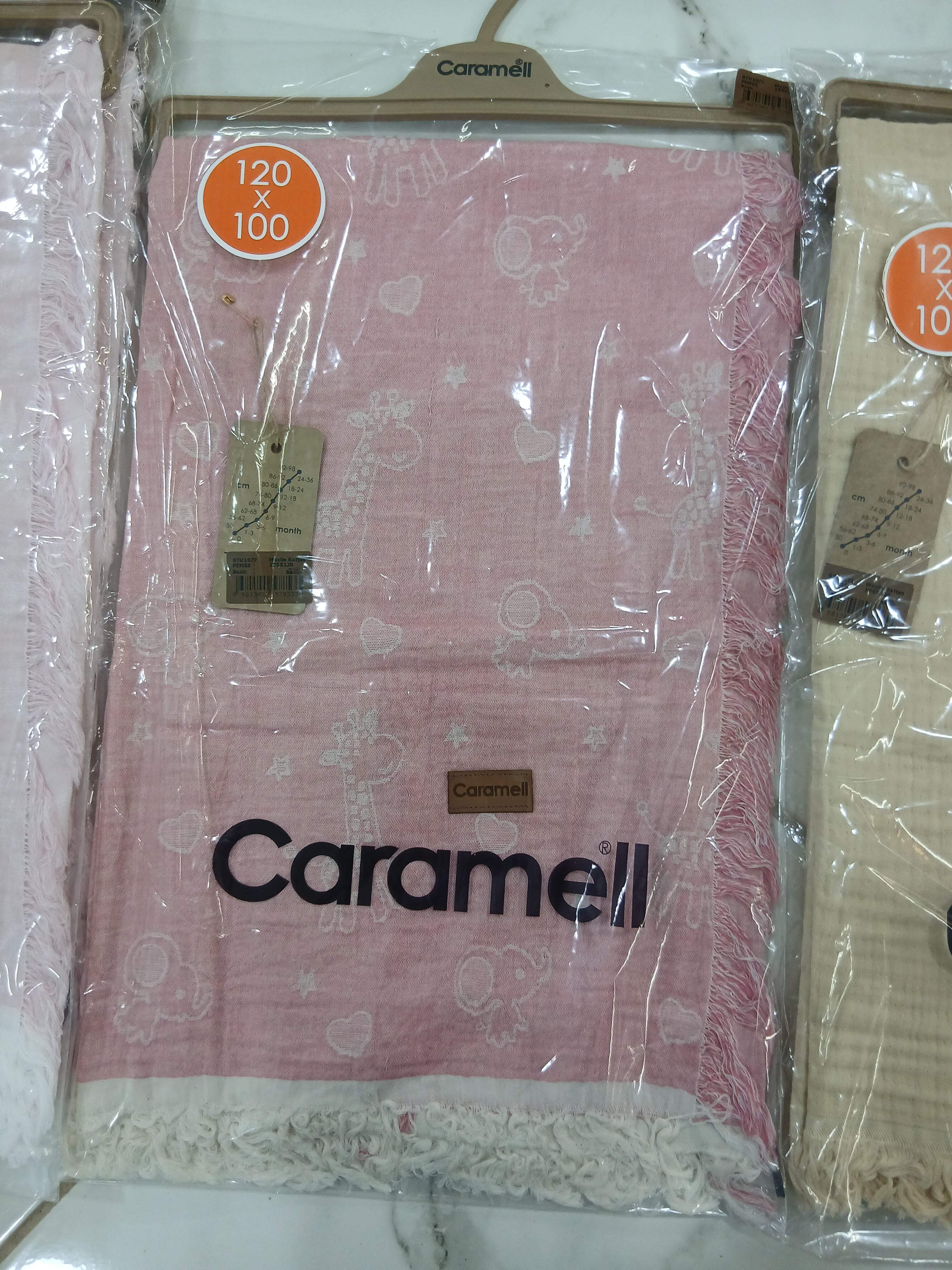 Couverture en mousseline, couleur rose, 100x120 cm - Caramell - Couverture pour bébé Maroc -www.babyboss.ma