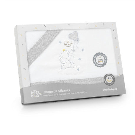 Draps de lit 3 pièces 100% Coton Interbaby