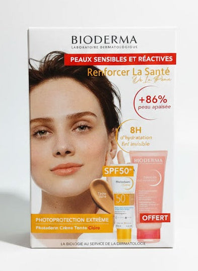 Pack Bioderma Photoderm Fluide SPF 50+ teinte claire 40ml + Sensibio Gel Moussant 100ml OFFERT - Bioderma Photoderm - pour bébé Maroc -www.babyboss.ma