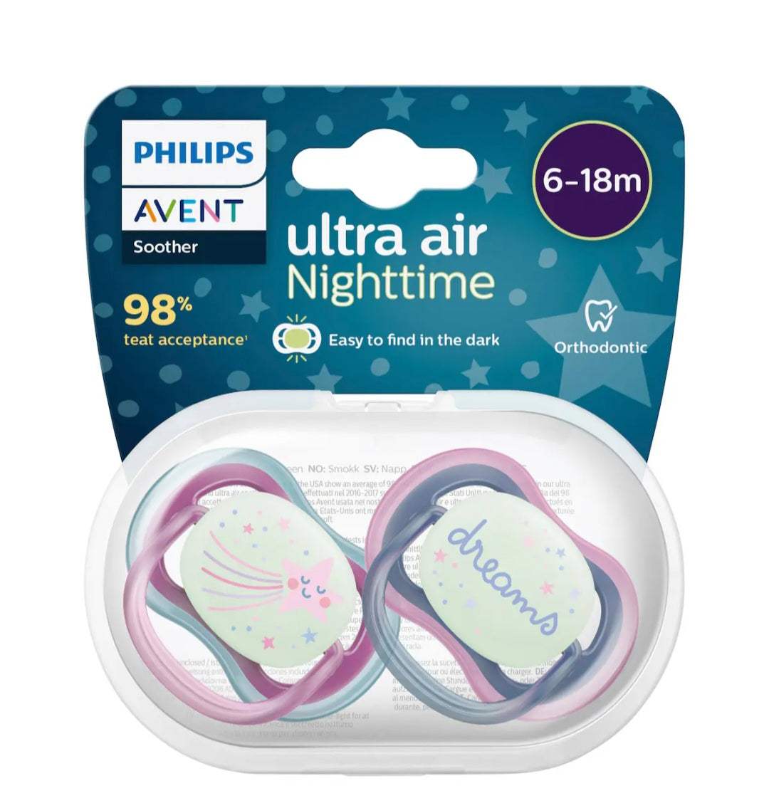 Philips avent sucettes ultra air nighttimme 6_18mois fille - Philips Avent - pour bébé Maroc -www.babyboss.ma