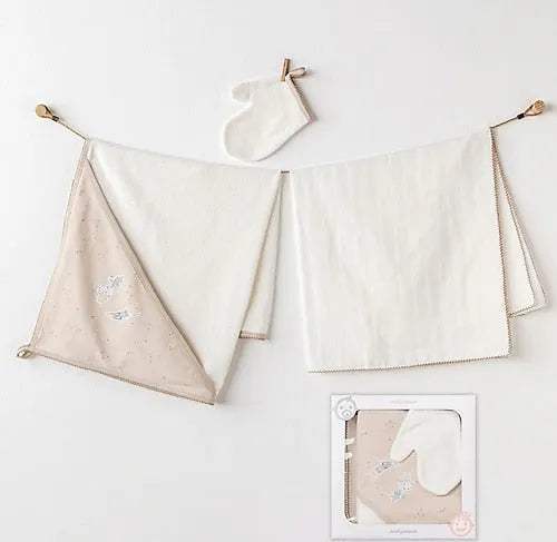 Sortie de bain Chaton 100% coton ANDYWAWA blanc et biege - Andywawa - pour bébé Maroc -www.babyboss.ma