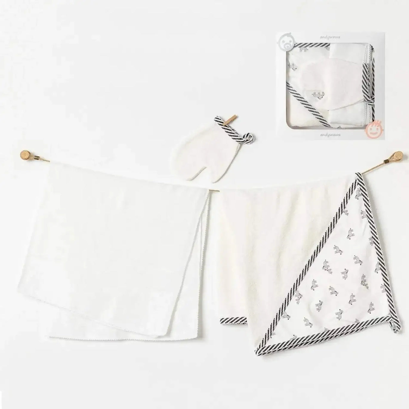 Sortie de bain Chaton 100% coton ANDYWAWA blanc et noir - Andywawa - pour bébé Maroc -www.babyboss.ma