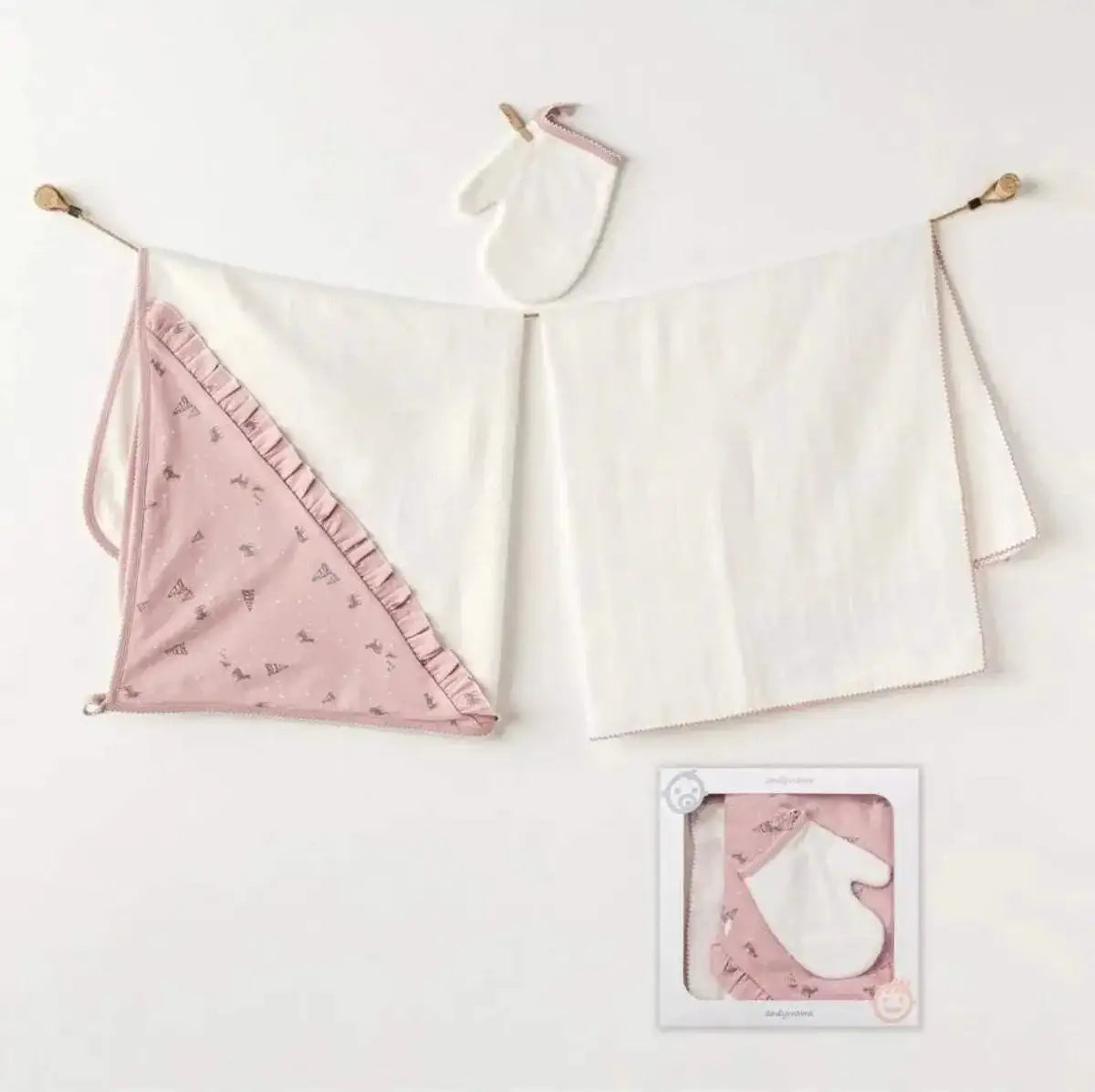 Sortie de bain Chaton 100% coton ANDYWAWA blanc et rose - Andywawa - pour bébé Maroc -www.babyboss.ma