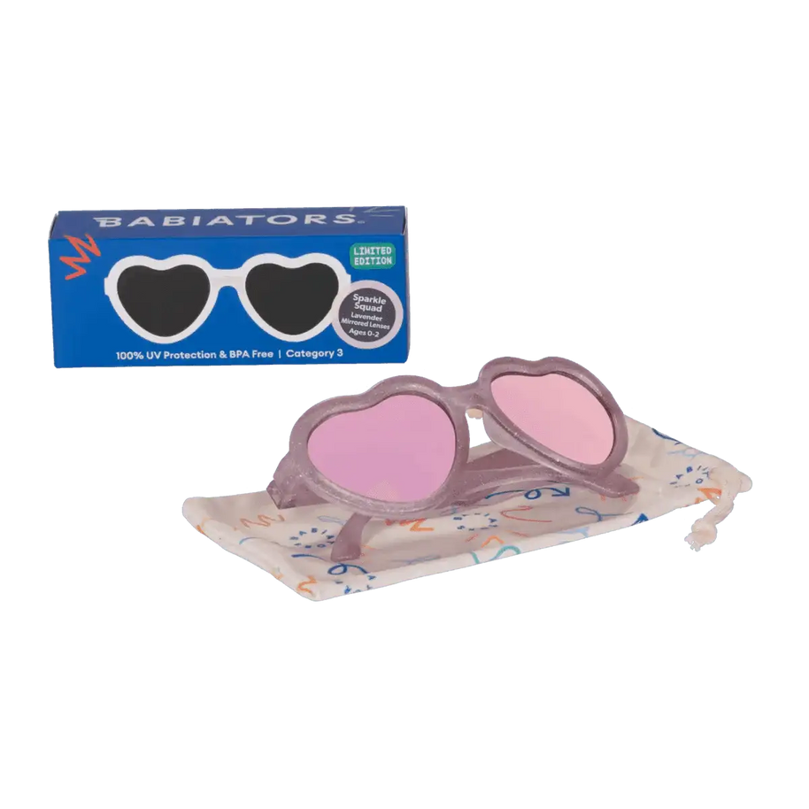 Lunettes de Soleil Babiators - Sparkle Squad Heart | Lavender Mirrored Lenses - Babiators Sunglasses - Sunglasses pour bébé Maroc -www.babyboss.ma