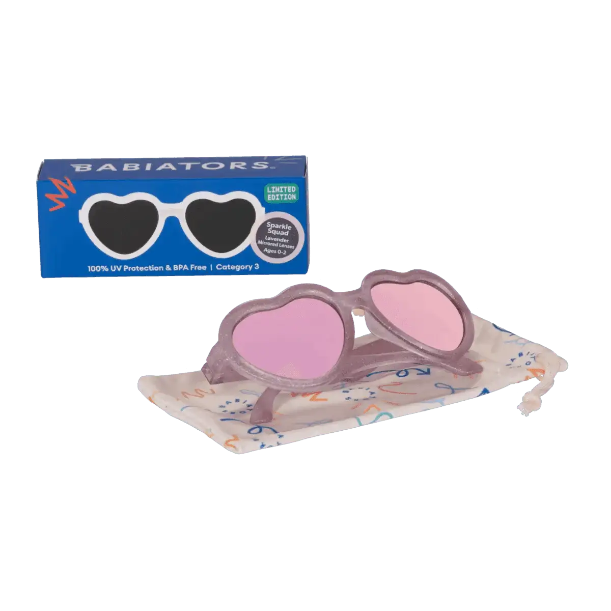 Lunettes de Soleil Babiators - Sparkle Squad Heart | Lavender Mirrored Lenses - Babiators Sunglasses - Sunglasses pour bébé Maroc -www.babyboss.ma