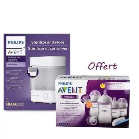 Stérilisateur électrique à vapeur 3 en 1 + Kit nouveau né offert - Philips Avent - Stérilisateurs de biberons pour bébé Maroc -www.babyboss.ma