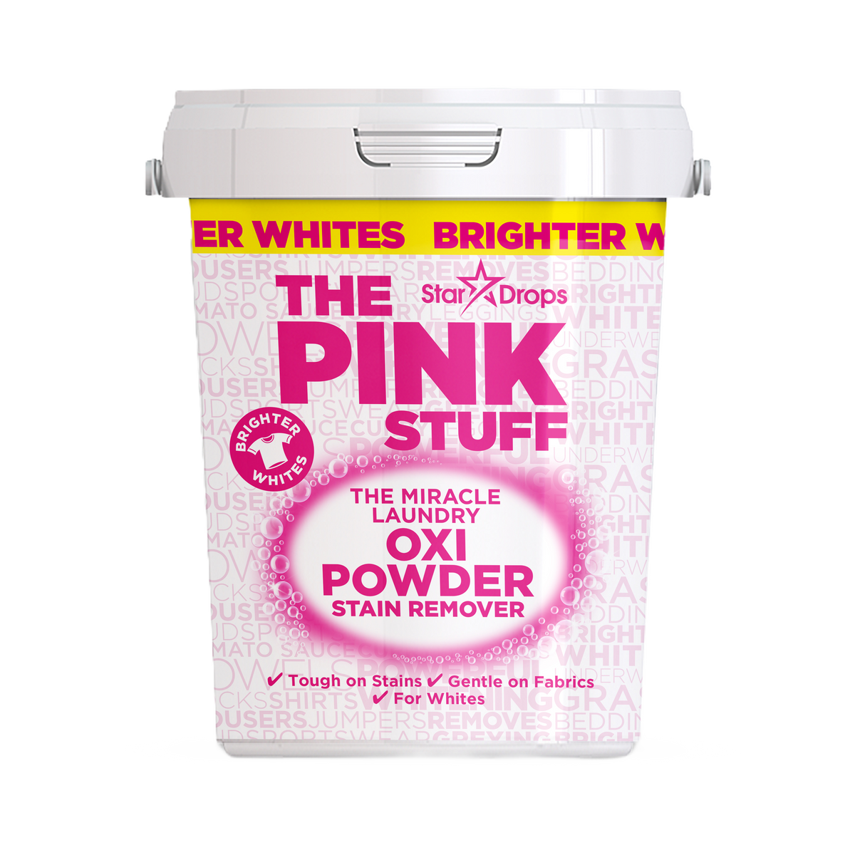 The Pink Stuff détachant en poudre Oxi Miracle linge blanc, pot de 1 kg, vue de face – Babyboss.ma