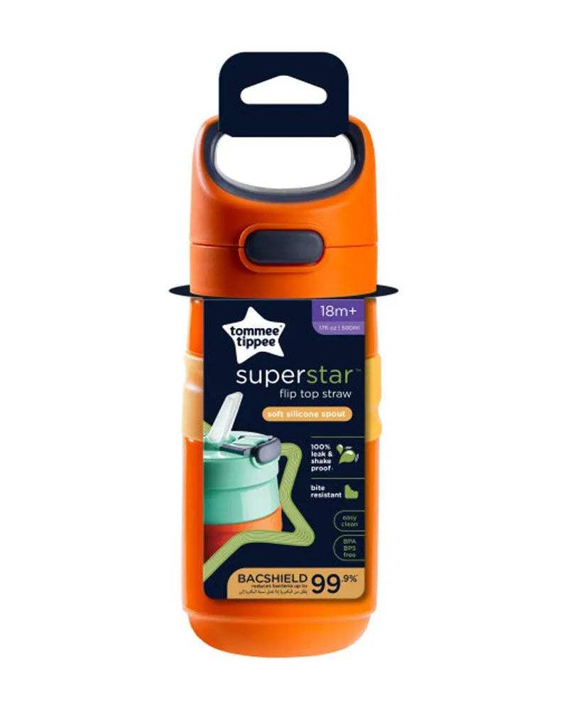 Tommee Tippee Gourde Anti-Fuite avec Paille 500ml - Orange - Tommee Tippee - Gourdes Isothermes pour bébé Maroc -www.babyboss.ma