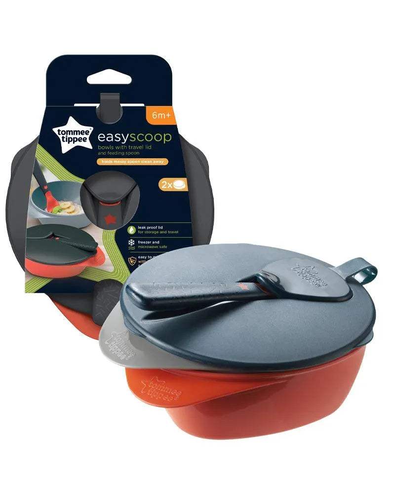 Tommee Tippee Lot de 2 Bols avec Couvercle et Cuillère 6M+ - Tommee Tippee - Bols pour bébé Maroc -www.babyboss.ma