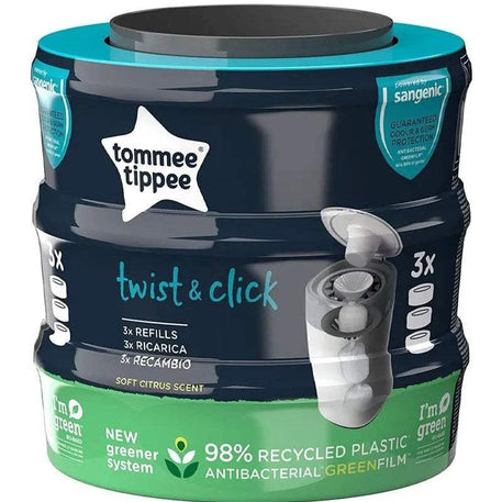 Tommee Tippee Lot de 3 Recharges Twist & Click - Tommee Tippee - Recharges Poubelle à couches pour bébé Maroc -www.babyboss.ma