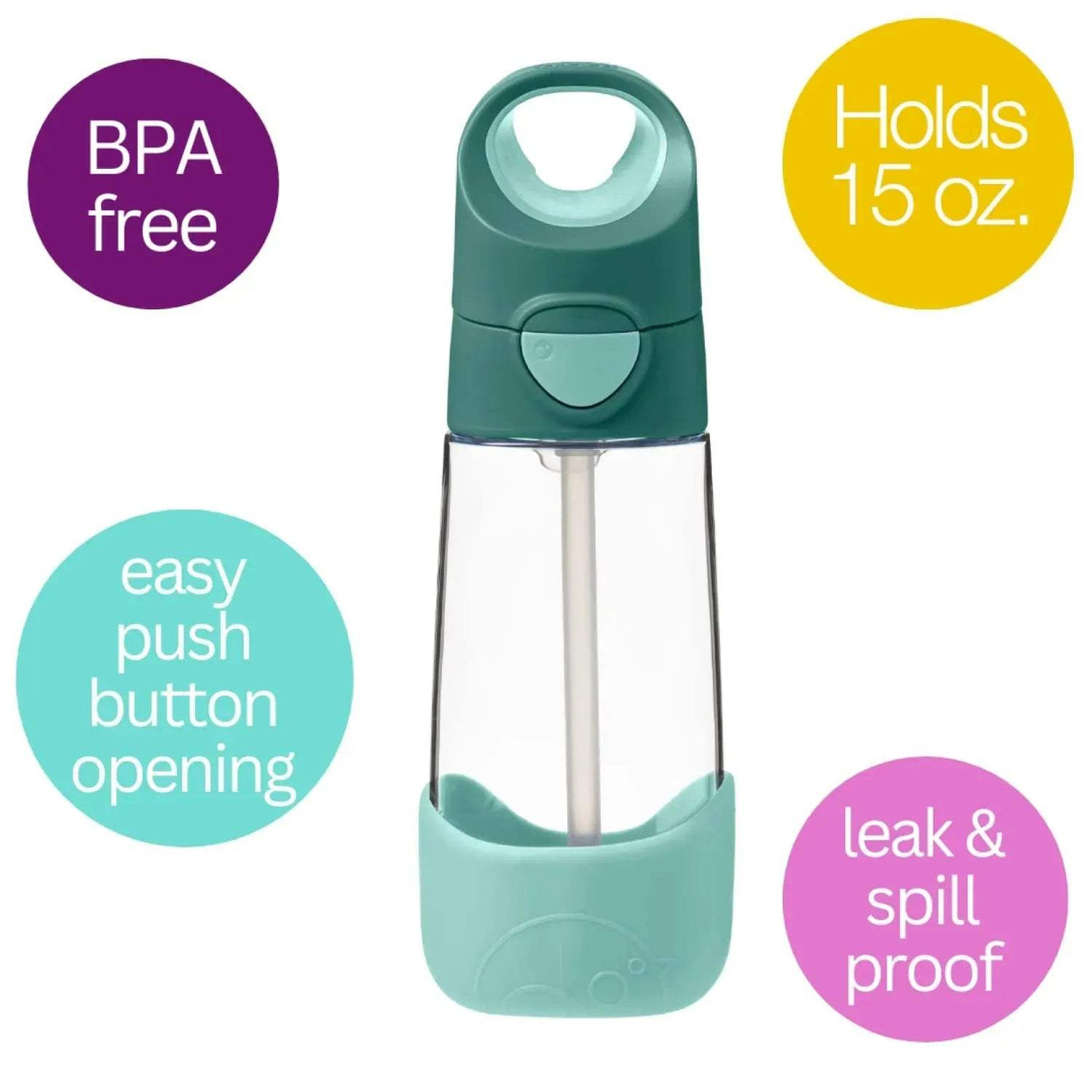 Gourde à paille B box Tritan™ - emerald forest 450ml - BBOX USA - Water bottles pour bébé Maroc -www.babyboss.ma