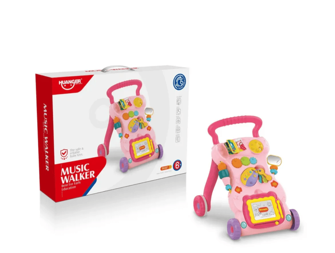 Trotteur 6 mois- Music walker- HUANGER -ROSE - Huanger - pour bébé Maroc -www.babyboss.ma