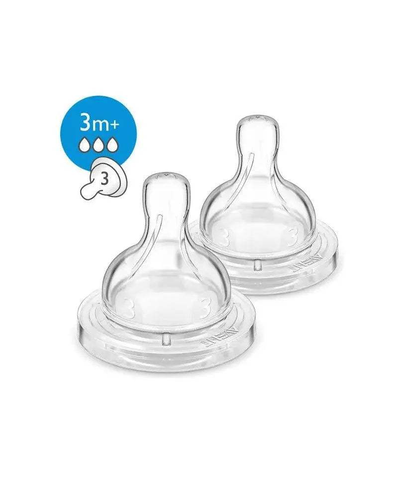 Avent 2 Tétines Classic Anti-Colic Débit Moyen 3m+ - Philips Avent - Tétines pour bébé Maroc -www.babyboss.ma
