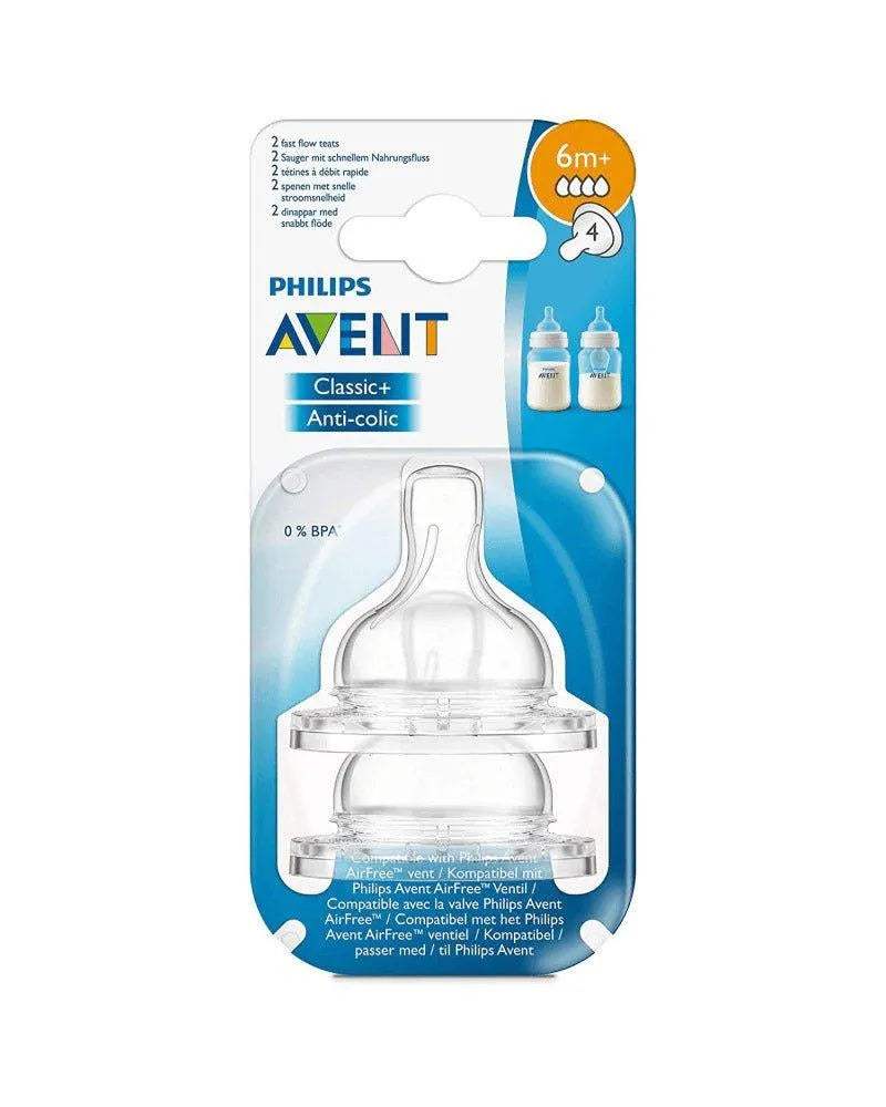 Avent 2 Tétines Classic Anti-Colic Débit Rapide 6m+ - Philips Avent - Tétines pour bébé Maroc -www.babyboss.ma