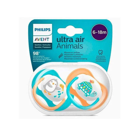 Avent Lot de 2 Sucettes Orthodontiques Ultra Air Animals 6-18m - Philips Avent - Sucettes pour bébé Maroc -www.babyboss.ma