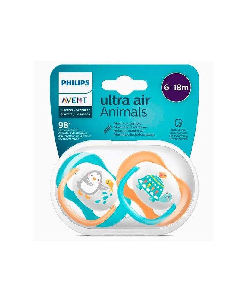 Avent Lot de 2 Sucettes Orthodontiques Ultra Air Animals 6-18m - Philips Avent - Sucettes pour bébé Maroc -www.babyboss.ma