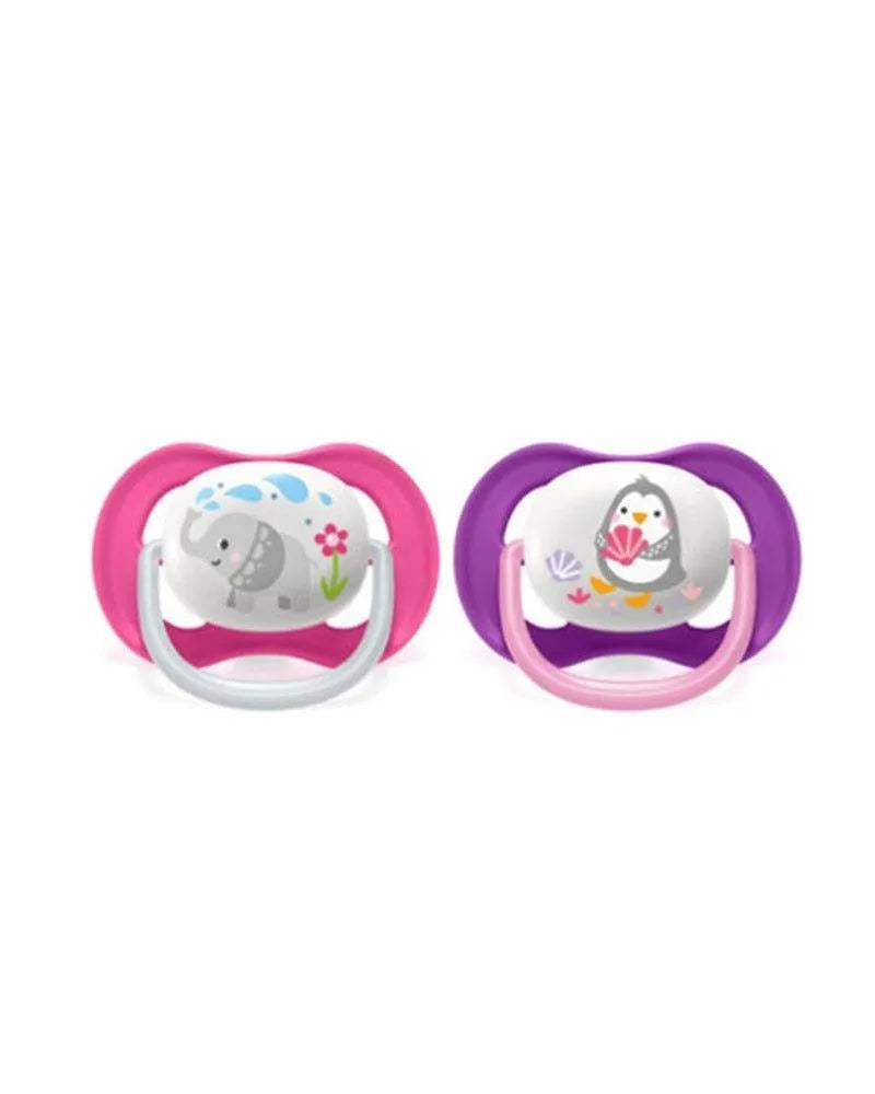 Avent Lot de 2 Sucettes Orthodontiques Ultra Air Animals 6-18m Fille - Philips Avent - Sucettes pour bébé Maroc -www.babyboss.ma