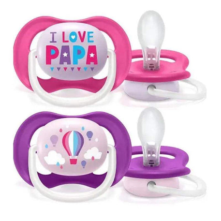 Avent Lot de 2 Sucettes Orthodontiques Ultra Air Happy 6-18m Fille - Philips Avent - Sucettes pour bébé Maroc -www.babyboss.ma
