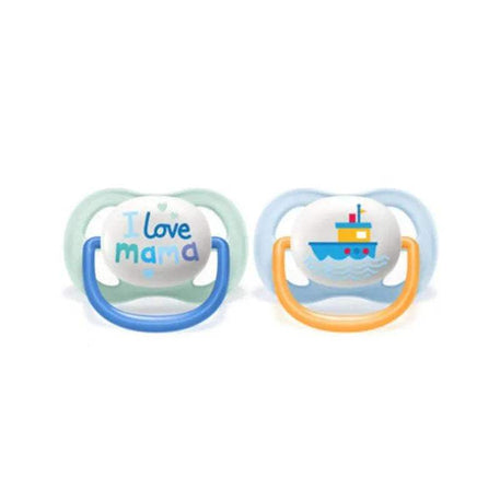 Avent Lot de 2 Sucettes Ultra Air Collection Happy 0-6m Garçon - Philips Avent - Sucettes pour bébé Maroc -www.babyboss.ma