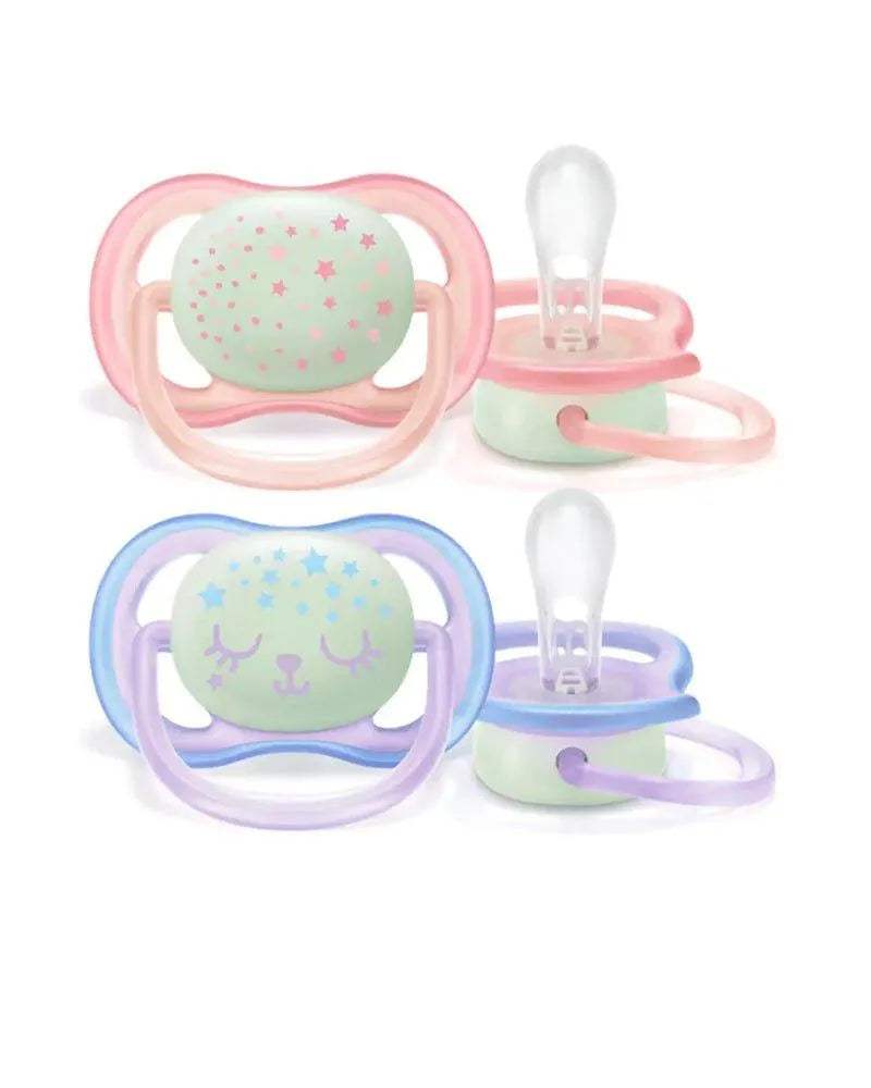 Avent Lot de 2 Sucettes Ultra Air Night 0-6m - Fille - Philips Avent - Sucettes pour bébé Maroc -www.babyboss.ma