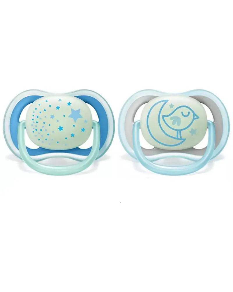Avent Lot de 2 Sucettes Ultra Air Night 6-18m - Garçon - Philips Avent - Sucettes pour bébé Maroc -www.babyboss.ma
