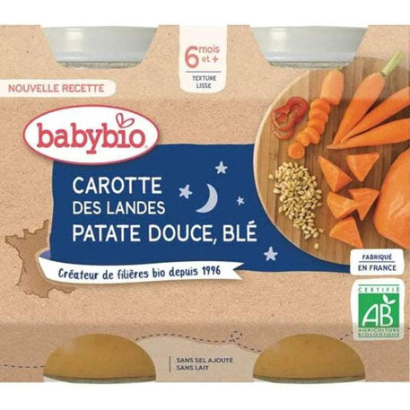 Babybio bonne nuit carotte patate douce & blé 2x200g - Babybio - Alimentation pour bébé Maroc -www.babyboss.ma