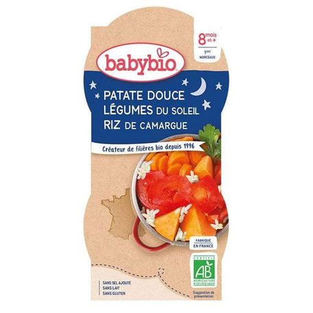 Babybio Patate Douce Légumes du Soleil Riz de Camargue 2x200g - Babybio - Alimentation pour bébé Maroc -www.babyboss.ma