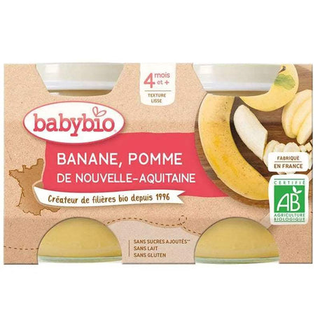 Babybio Petit Pot Banane Pomme de Nouvelle-Aquitaine 2x 130g - Babybio - Alimentation pour bébé Maroc -www.babyboss.ma