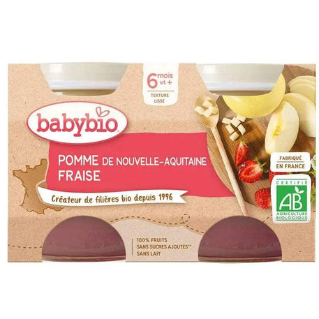 Babybio Petit Pot Pomme de Nouvelle-Aquitaine & Fraise 2x 130g - Babybio - Alimentation pour bébé Maroc -www.babyboss.ma