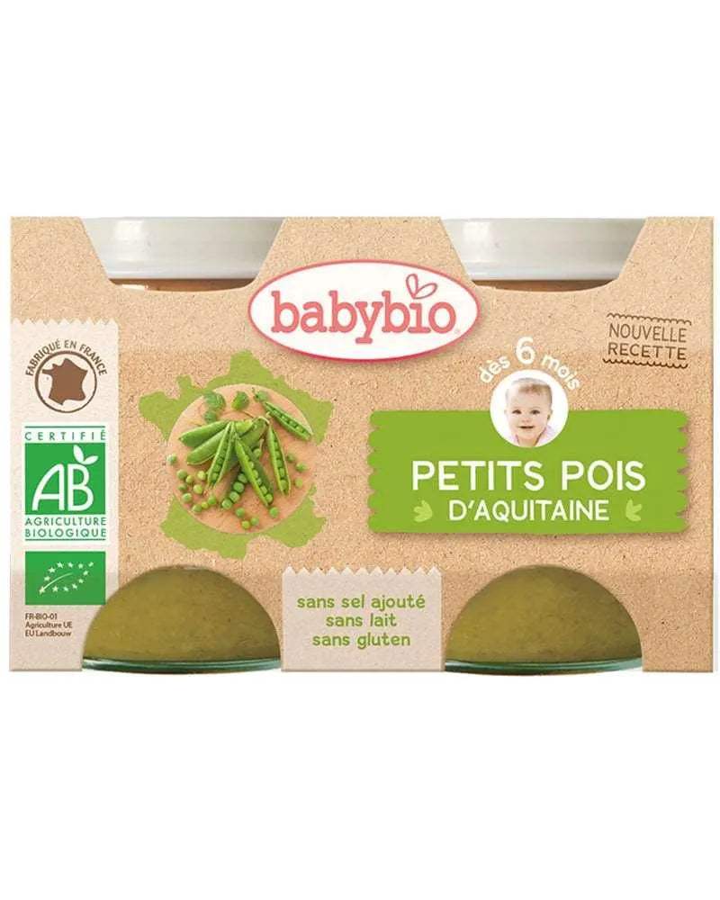 Babybio Petits Pois d'Aquitaine 2x130g - Babybio - Alimentation pour bébé Maroc -www.babyboss.ma