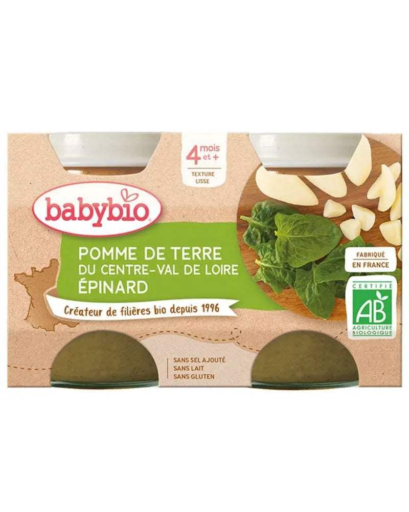Babybio Pomme de Terre du Centre-Val de Loire Epinard 2x130g - Babybio - Alimentation pour bébé Maroc -www.babyboss.ma
