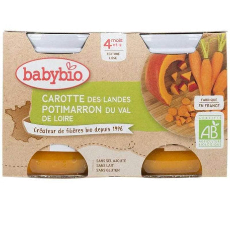 Babybio Pot Carotte Potimarron 2x130g - Babybio - Alimentation pour bébé Maroc -www.babyboss.ma