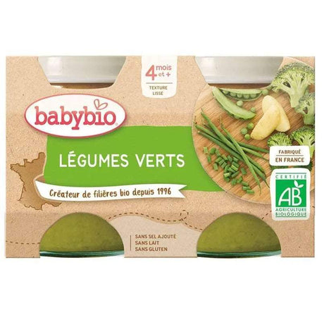 Babybio Pot Légumes Verts 2x130g - Babybio - Alimentation pour bébé Maroc -www.babyboss.ma