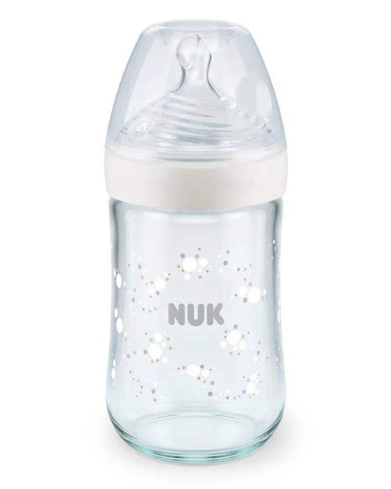 Biberon En Verre Nature Sens 240ml NUK - Blanc - NUK - Biberon pour bébé Maroc -www.babyboss.ma